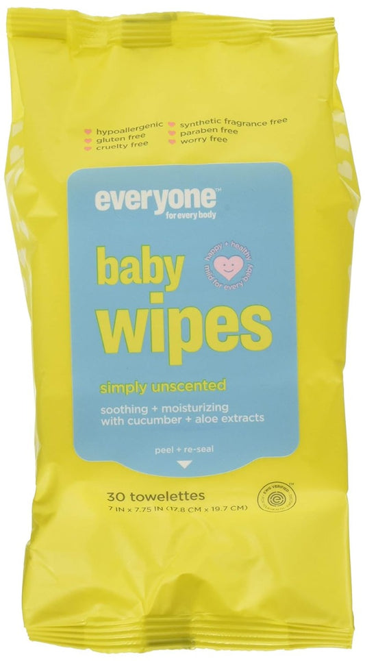 EVERYONE: Unscented Baby Wipes, 30 pack