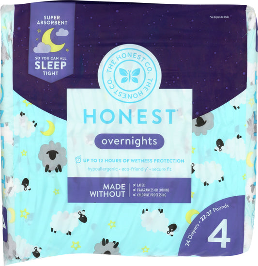 THE HONEST COMPANY: Sleepy Sheep Overnight Diapers Size 4, 24 pk