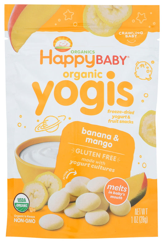 HAPPY BABY: Organic  Yogis Yogurt and Fruit Snacks Banana Mango, 1 oz