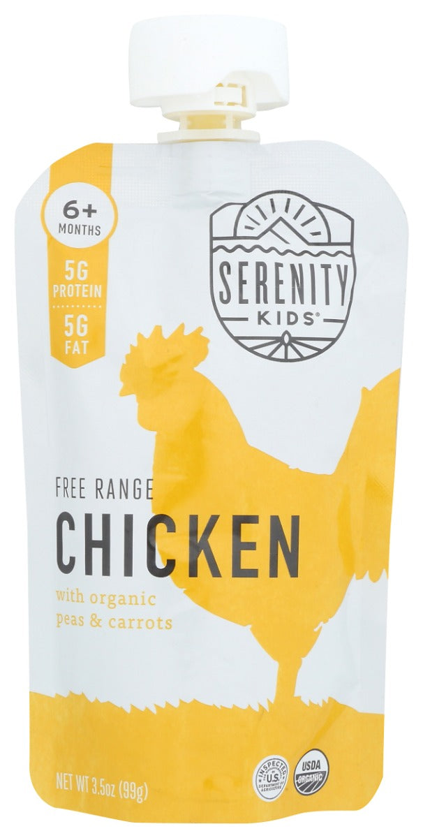 SERENITY KIDS: Chicken with Organic Peas & Carrots Baby Food, 3.5 oz